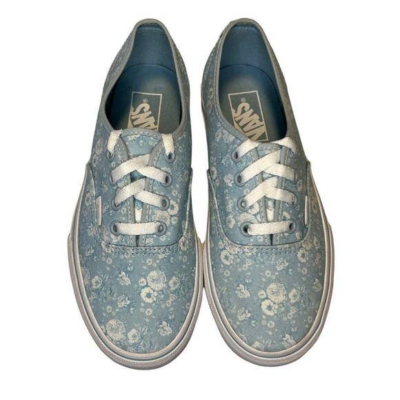 Vans Authentic Platform Floral Canvas Sneaker Lace Up Light Blue Size 7 NWOT - Picture 1 of 14